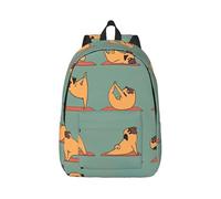 Yoga Pug Canvas Backpack Travel Laptop Bag, Water Protection And Ergonomic Straps For College Work, Black, S