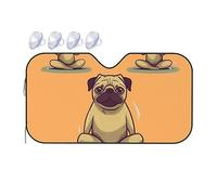 Yoga Pug Car Windshield Sun Shade Foldable Car Front Window Sunshade for Sun, Heat and UV Rays, Auto Sun Blocker Visor Protector for Cars, SUVs Small