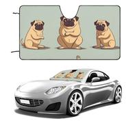 Yoga Pug Car Windshield Sun Shade Keep Car Interior Cool 51"x28" Folding Front Window Sun Shade, Heat Shield for SUV, Truck, Blocks UV