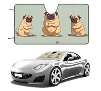Yoga Pug Car Windshield Sun Shade Keep Car Interior Cool 55"x30" Folding Front Window Sun Shade, Heat Shield for SUV, Truck, Blocks UV