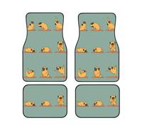 Yoga pug Complete set of car floor mats, 4-piece interior set suitable for most cars, trucks, and vans