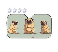Yoga Pug Cute Car Windshield Sun Shade Foldable Car Front Window Sunshade for Sun, Heat and UV Rays, Auto Sun Blocker Visor Protector for Cars, SUVs Medium