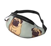 Yoga pug Cute Fanny Pack for Men Women, Waterproof Sports Waist Bag Fashion Belt Bag Crossbody Bags Hip Bum Bag with Adjustable Strap Large Sling Bag Purse for Travel Hiking