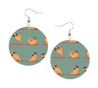 Yoga Pug Leather Round Earrings Color Valentine'S Day Festival Activities Fashion Women'S