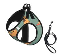 Yoga Pug Print Pet Leash Vest,Breathable Mesh Pet Harness, Reflective For Small Medium Dogs Safe Easy Walking