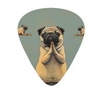 Yoga Pug Printed Custom 12 Pieces Guitar Pick In A Box,The Pick Makes Sound Clear, Ukulele, Electric Bass (0.46 0.71 0.96mm)