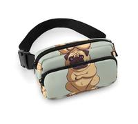 Yoga Pug Printed Fanny Pack Fanny Packs for Women Men,Crossbody Bag Large Chest Bag with Adjustable Strap for Outdoors Workout Traveling Casual Running, Yoga Pug, 20x13cm