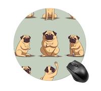Yoga Pug Round Mouse Pad Smooth Glide Gaming Mousepad Extra Density Portable Comfortable Mouse Mat for Desk, Home, Office 7.8x7.8 Inches