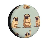 Yoga Pug Spare Tire Cover Waterproof Dustproof Car Wheel Cover Portable Spare Tire Cover Universal Fit for RV SUV Truck Travel Trailers