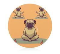 Yoga Pug Tempered Glass Cutting Board Stylish Non-Slip Round Chopping Boards Easy to Clean Cutting Board Small Scratch Flexible Butcher Block for Countertop Decor