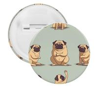 Yoga Pug Tinplate Badge Personalized Round Brooch Large Craft Button Suitable for Teachers, Nurses, Doctors, Staff, Party Gift Accessories, 1PCS, Plastic, plastics