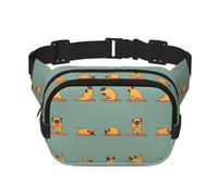 Yoga Pug Unisex Adjustable Waist Square Double Layer Waist Pack for Outdoor Activities Travelling Running Hiking