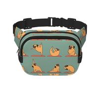 Yoga Pug Zipper Fanny Pack, Crossbody Bags with Adjustable Strap for Jogging, Cycling