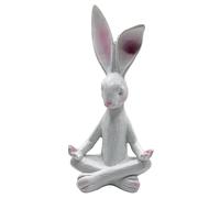Yoga Rabbit Ornament Resin Bunny Decorative Hare Meditating Rabbit Animal Meditation Sculpture Patio Decorative Figure Indoor Outdoor Lawn Yard Home Decoration (White YogaRabbit)