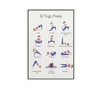 Yoga Reference Poster, 12 Key Poses Chart for Students & Teachers, Serene Yoga Room Meditation Decor(Unframed,12x18inch(30x45cm))