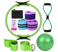 Yoga Sets for Women, Pilates Ring Set - Toning Pilates Ring - Yoga Bands, Home Equipment, Stretchy Strap, Multifunctional Workout Accessories for Women