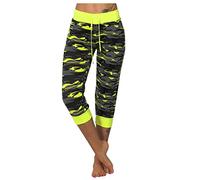 Yoga Shorts for Women Camouflage Printed High Waist Leggings Tummy Control 3/4 Drawstring Pants Activewear Pants Summer Comforty Stretch Casual Sweatpants Gym Running Workout Pants S-3XL Sale