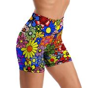 Yoga Shorts for Women High Waisted Biker Shorts Gym Athletic Running Workout Yoga Pants, Flower, M