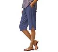 Yoga Shorts for Women Summer Knee Length Beach Bermuda Shorts Ladies Loose Casual Drawstring Capri Pants Comfy Lounge Cropped Trousers with Pockets My Orders Navy