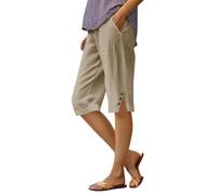 Yoga Shorts for Women Summer Knee Length Beach Bermuda Shorts Ladies Loose Casual Drawstring Capri Pants Comfy Lounge Cropped Trousers with Pockets My Orders Khaki