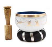 Yoga Singing Bowl Set - White/blue, 10.7Cm, Meditation & Sound Therapy