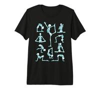 Yoga Skeleton Meditating Yogi Zen Poses Blue Pattern Premium T-Shirt