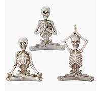 Yoga Skull Statue Set, Small Resin Decor - Skeleton Figurines for Living Room, Office & Desk Display