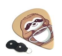 Yoga Sloth Coffee 6 Pack Guitar Picks With Holder, Personalized Guitar Plectrums Non-Slip Portable Ukulele Bass Picks 0.46mm For Acoustic Guitar Lovers Gifts
