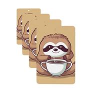 Yoga Sloth Coffee Car Air Fresheners Cards Set of 4 Pieces Personalized Car Fresheners Gifts for Men Women Auto Aromatherapy Tablets Hanging Scented Cards for Wardrobe Bathroom