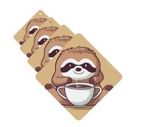 Yoga Sloth Coffee Car Air Fresheners Cards Set of 4 Pieces Personalized Car Fresheners Gifts for Men Women Auto Aromatherapy Tablets Hanging Scented Cards for Wardrobe Bathroom