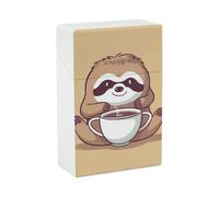 Yoga Sloth Coffee Cigarette Case - Portable Cigarette Box Lightweight Holder Case for Travel Waterproof Plastic Cigarettes Boxes Pocket Size Storage Box for 20 Cigarettes