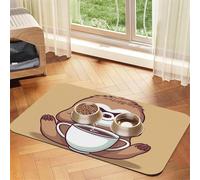 Yoga Sloth Coffee Dog Food Mat, Absorbent Pet Feeding Mat for Food and Water Bowls Non-Slip Placement Pad for Floors Waterproof Quick Dry Water Dispenser Mat for Dogs Puppy Cats 12x18 Inch