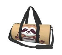 Yoga Sloth Coffee Duffle Bag for Women Men Personal Item Travel Bag Canvas Weekender Overnight Bag Lightweight Sports Tote Gym Bag Carry On Luggage Bag, Black, One Size