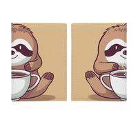 Yoga Sloth Coffee Passport Holder, ID Card Protector Case Passport Holder with Slot Passports Travel Wallet Document Cover for Women And Men