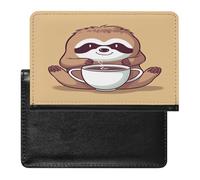 Yoga Sloth Coffee Passport Holder with Card Slots Portable Passport Cover Compact Waterproof Passports Protector