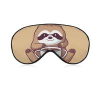 Yoga Sloth Coffee Sleep Mask for Women Men Side Sleeper Eye Cover with Adjustable Strap Soft Breathable Blackout Mask Slip-Free Deep Sleeping Travel Essentials