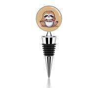 Yoga Sloth Coffee Wine Stoppers Personalized Leak Proof Vacuum Bottle Stoppers Metal Bottle Sealer Reusable Seal Stopper Wine Saver for Keep Fresh Wines Lovers