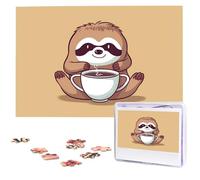Yoga Sloth Coffee Wooden Puzzles for Adults 1000 Pieces Personalized Jigsaw Puzzle Interesting Custom Photo Puzzles Gift for Holiday Birthday Wedding Anniversay