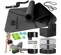 Yoga Starter Kit 12 in 1 - Yoga Set Include Yoga Mat, Foam Roller, 4 Resistance Bands, Yoga Blocks 2 Pack with Strap, 2 Peanut Massage Balls Set, Yoga kit and Sets for Beginners, Women Men