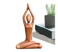 Yoga Statue - Wooden Meditation Figurine, Mindfulness Decor | Hand Carved Timber Material, Calm Seated Pose Design, Natural Finish Accent Piece, Peaceful Display Ornament with Living Room Study