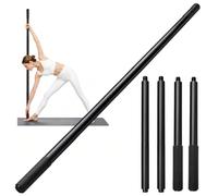 Yoga Stick, Adjustable 4-Section, 5 ft Max Length, Steel Stretching Pole | Mobility stick with threaded joints and foam grips, exercise stick with 3 lengths for balance, stretching and gym training