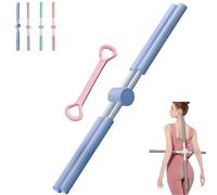 Yoga Stick Posture Correction Stick 80cm 2-in-1 Anti-Humpback Back Stick Made of Stainless Steel with Foam Grip Yoga Stick for Back, Shoulders & Neck, Fitness & Everyday Life (Blue)