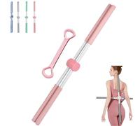 Yoga Stick Posture Correction Stick 80cm 2-in-1 Anti-Humpback Back Stick Made of Stainless Steel with Foam Grip Yoga Stick for Back, Shoulders & Neck, Fitness & Everyday Life (Pink)