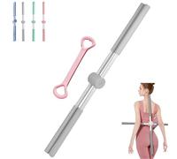 Yoga Stick Posture Correction Stick 80cm 2-in-1 Anti-Humpback Back Stick Made of Stainless Steel with Foam Grip Yoga Stick for Back, Shoulders & Neck, Fitness & Everyday Life (Gray)