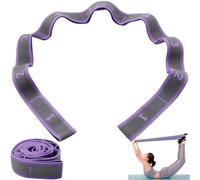 Yoga Strap 45inch 9 Loop Elastic Dual Layer Numbered Unisex Stretch Band Polyester Cotton Odor-free Yoga Accessories for 141-160cm Height, Purple Resistance Bands