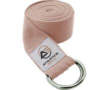 Yoga Strap Belt with Metal D-Ring Buckle, 6ft long & 1.5 inch wide, Made with Durable Cotton for Stretching and Flexibility (Natural)