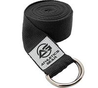 Yoga Strap Belt with Metal D-Ring Buckle, 6ft long & 1.5 inch wide, Made with Durable Cotton for Stretching and Flexibility (Black)