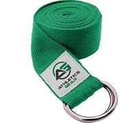 Yoga Strap Belt with Metal D-Ring Buckle, 6ft long & 1.5 inch wide, Made with Durable Cotton for Stretching and Flexibility (Green)