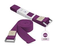 Yoga Straps 1.8M or 2.5M, Durable Cotton Yoga Straps for Stretching, Adjustable Yoga Belt Strap for Dance, Gym Workouts (GrapePurple, 2.5M 2PCS)