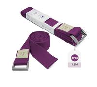 Yoga Straps 1.8M or 2.5M, Durable Cotton Yoga Straps for Stretching, Adjustable Yoga Belt Strap for Yoga, Dance, Gym Workouts (GrapePurple, 1.8M 2PCS)